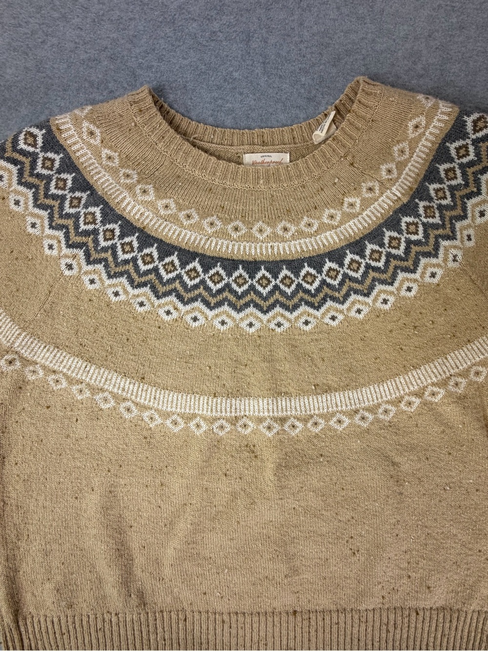 Earthy Fair Isle Nordic Knit Sweater - Tan and Gray Women’s XXL